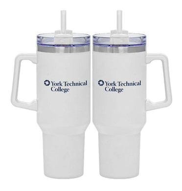 40 oz. Tumbler with Straw and Handle, White