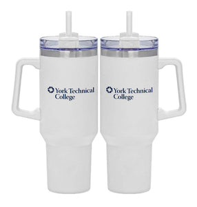 40 oz. Tumbler with Straw and Handle, White