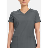 BLANK Ladies V-Neck Scrub Top | Pewter
