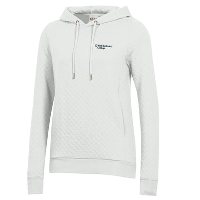 Ladies Quilted Pullover Hoodie, White (F24)